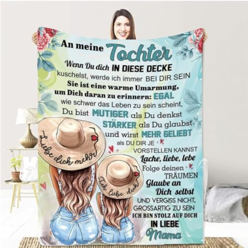 Personalisierte Decke Geschenk für Tochter Von Eltern, Kuscheldecke Flauschige An Unsere Tochter Von Mama und Papa, Super Weiche Flanell Decke, Brief Decken Geschenke Für Weihnachten Geburtstag