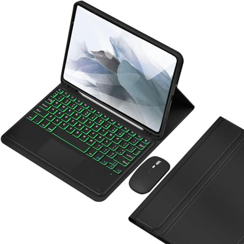 HEUCYL Custodia con Tastiera Touchpad per Samsung Galaxy Tab A7 Modello 10,4 Pollici 2020 (SM-T500/T505/T507), Tastiera Bluetooth Rimovibile Retroilluminata 7 Colori Custodia Ultrasottile,Nero