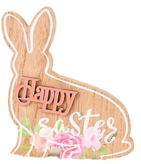 wueiooskj Fairty Party Dekorationen, Kaninchen Holzornamente für die Osterfeier, Waldtiere, Dekorationen, Osterdekorationen, Rot GLÜCKLICH