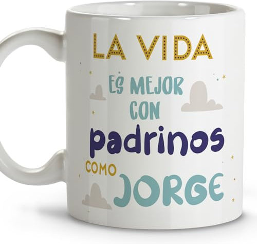 LolaPix Quieres ser mi padrino. Tazas personalizadas. Tazas de cafe. Regalo padrino. Regalos para padrinos. Taza cerámica 330 ml.