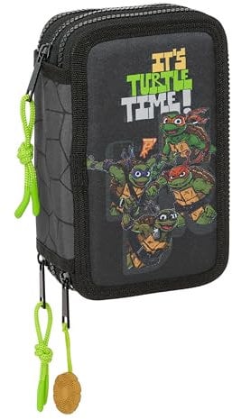 safta Tortugas Ninja Schulmäppchen mit 36 nützlichen Utensilien, Kindermäppchen, ideal für Kinder von 5 bis 14 Jahren, bequem und vielseitig, Qualität und Widerstandsfähigkeit, 12,5 x 5,5 x 19,5 cm,