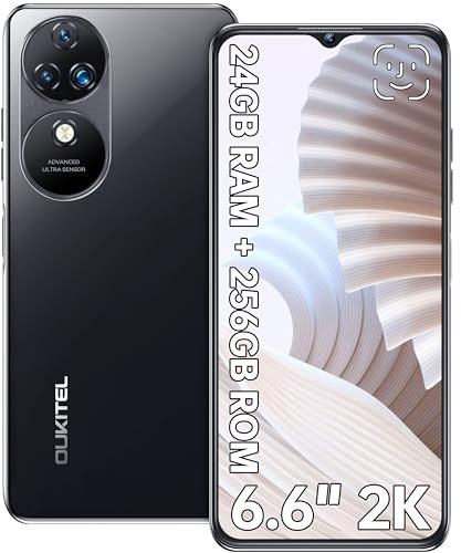 OUKITEL C38 Telefonos Moviles Libres - 6.6 Pantalla 2K HD+ Teléfonos Inteligentes, 24GB+256GB/1TB Celulares, Batería 5150mAh, Cámara 48MP+32MP Smartphone, 4G Dual SIM/OTG/GPS/Fingerprint/Face ID