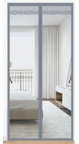 Vllcsla Magnetic Fly Screen Door 80x200cm 90x200cm, Anti Mosquito Fly Curtain Door Screens Nets, Insects Protection Door with Powerful Magnets and Full Frame, Heavy Duty Door Screen Keeping Out Flies
