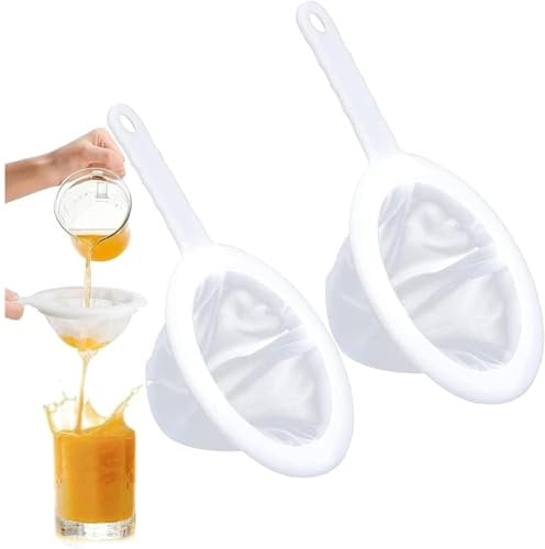 2-Piece Plastic Nylon Ultra-Fine Mesh Sieve Colander - Kitchen Sieve Food Strainer for Soy Milk, Tea, Juice, Coffee