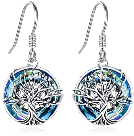 Eusense Albero della Vita Orecchini di cristallo Orecchini in Argento 925 Regali di Gioielli per Donne Ragazze