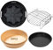 4PCS 19CM Heißluftfritteuse Zubehör - Airfryer Zubehör für Russell Hobbs 4L, Philips 2000-Serie 4,2L (NA229/00), Ninja 5,2L AF160EU, COSORI 3.8L, Grillrost Pizzapfanne Backpapier Silikonform