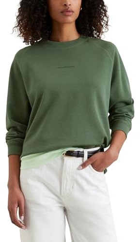 Marc O'Polo Denim Damen Sweatshirt aus Bio-Baumwolle Relaxed Fit, Grün (Turf Green), M
