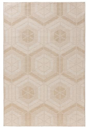 benuta Nest Teppich Bronco - Creme 120x170 cm - Kunstfaser - Outdoor geeignet - Rechteckig & im Style: Geometrisch, Minimalistisch - Pflegeleicht für Wohnzimmer Schlafzimmer