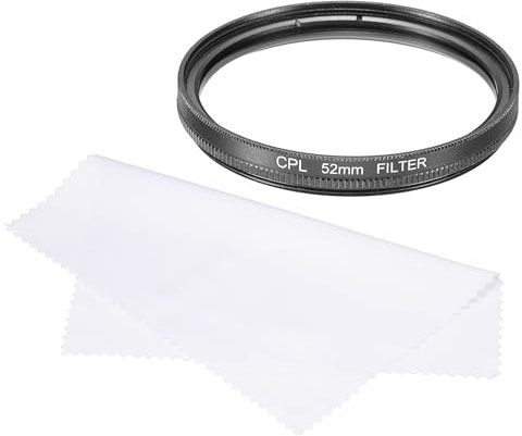 sourcing map Filtro polarizador circular de 52 mm, doble cara, revestimiento multicapa, filtro polarizador con paño de limpieza para lente de cámara