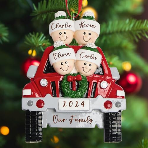 Personalisierte Weihnachts-Auto-Ornamente mit Namen – hängende Ornamente für Weihnachtsbaum, Weihnachtsdekoration 2024 für Weihnachtsparty-Zubehör, Weihnachtsdekoration