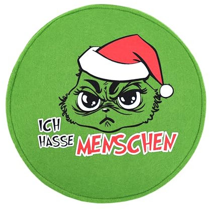 M.Kritzinger's Sitzkissen aus Filz Festtags-Muffel, 35x35 cm, 2 cm dick, rund, grün (Ich Hasse Menschen)