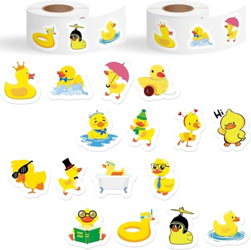 BeYumi 1000 Stk. Selbstklebende Gelbe Ente Aufkleber - Lachende Gelbe Gummiente Aufkleber Weihnachts- und Neujahrsgeschenke Verpackung Aufkleber Kinder Geburtstagsparty Geschenkverpackung Dekoration