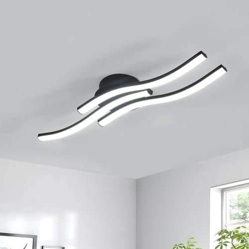 Comely Lámpara de Techo LED Moderna, Negro 20W 2050LM 3 Curvo Plafon Led Techo, Aluminio Luz de Techo LED para Dormitorio, Sala de Estar, Pasillo, Blanco Frío 6500K