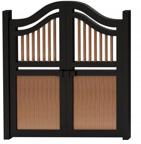 XILYZMO Fence Doors,Metal Half Waist Shuttered Fence Gate Kits, Outdoor Garden Gates, Freestanding With Hinges Accessories Fence Gate For Backyard Patio(Black,120x140cm)