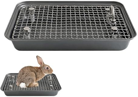 Kustimantu Bunny Müllbox, Katzentoilette - Abnehmbare Haustiertoilette - Wiederverwendbarer Töpfchen -Trainer, Edelstahl -Training von Hasenkäfig für Zuhause