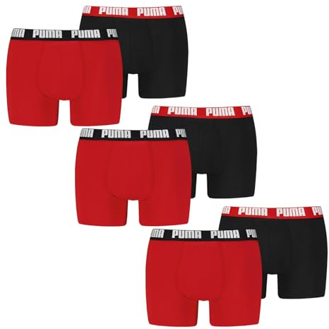 PUMA Herren Boxer Boxershorts Shorts Unterhosen Comfort Stretch 6er Pack, Wäschegröße:XL, Artikel:-011 red/Black