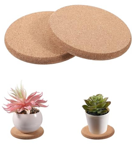 2PCS Cork Coasters, Thickening Absorbent Heat Resistant Tea or Coffee Coaster for Drink Cup and Reusable Double Layers Cork Plant Coasters Mats