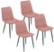 Baroni Home Set di 4 Sedie Moderne con Rivestimento in Velluto e Gambe in Ferro Nero, Poltrona da Soggiorno, Camera da Letto, Sala da Pranzo, Rosa, 52x44x85 cm