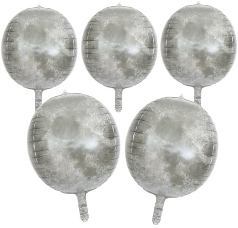 FOYTOKI 5stücke Weltraum-partyluftballons Planeten Und Mondmuster Runde Aluminiumfolie Luftballons Für Reise-thema-partydekorationen Geburtstagsfeiern Und Andere Anlässe