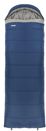 Vango Polaris Single Sleeping Bag – 3 Season Square Camping Sleeping Bag, Warm & Spacious with ThermoLock Pro Insulation, Polair SuperSoft Lining, -1°C Rated, Lightweight for Camping & Caravans