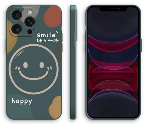 XINYEXIN Silicone Case for iPhone 11 Pro, Slim Shockproof Phone Cover with Cute Pattern, Non-Slip Protective - Smile, Green