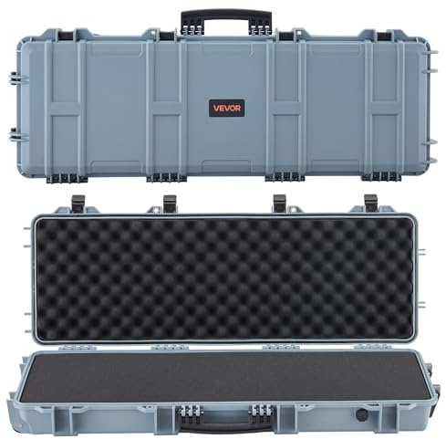 VEVOR Rifle Case, Rifle Hard Case with 4 Layers Fully-protective Foams, 36 inch Lockable Gun Storage with Wheels, IP67 Waterproof & Dustproof, for Rifle, Shotgun, Airsoft Gun, Grey
