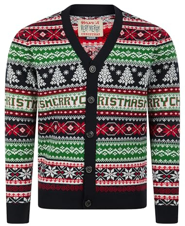 Tokyo Laundry Merry Christmas Men's Novelty Knitted Nordic Fair Isle Style Xmas Cardigan