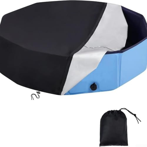 Outdoor-Hundepoolabdeckung für aufblasbare Kinderpools, reißfeste 210D-Oxford-Tuch-Schwimmbadabdeckung mit Seilsicherung, geeignet für runde und faltbare Pools (190 x 30 cm)