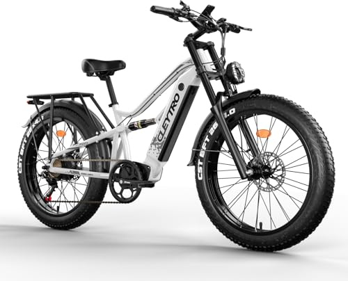 Lohang Vélo électrique pour Adultes, VTT 26 Pouces, Batterie 48V 18 Ah, autonomie jusqu'à 40-90 km, Moteur Unique, Double amortisseurs, 7 Vitesses, vélo électrique de Plage et de Neige
