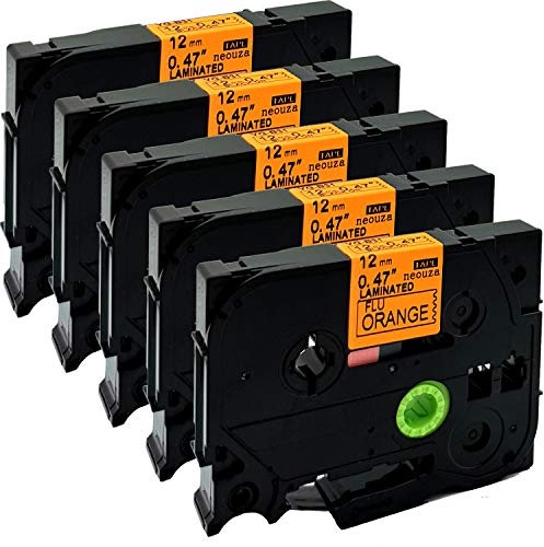 NEOUZA 5PK Compatible For Brother P-Touch Laminated Tze Tz Label Tape Cartridge 12mmx8m (TZe-B31 Black on Orange Fluorescent) by NEOUZA