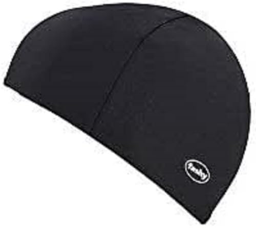 Fashy Gorro de natación de Tela para Hombre, Color Negro y Blanco