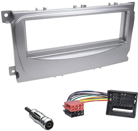 sound-way Kit Montaje Autoradio, Marco 1 DIN Radio para Coche, Adaptador Compatible con Ford Focus, C-MAX, Mondeo, S-MAX, Transit, Tourneo, Galaxy, Kuga