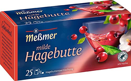 Meßmer Milde Hagebutte | 25 Teebeutel | Vegan | Glutenfrei | Laktosefrei, 75g