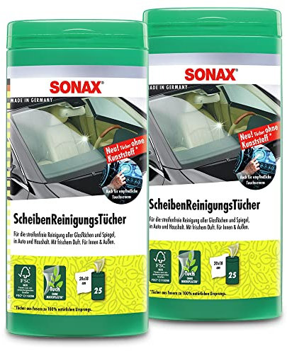 SONAX 2X 04120000 ScheibenReinigungsTücher Box 25 Stück