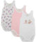 Liabel Confezione da 3 Body NEONATA Spalla Larga Baby in 100% Cotone. Assortimento in Colore Rosa. Fantasie Varie Non Sempre corrispondenti all'immagine.