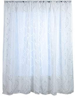 Xmiral T黵vorhang Gardine Aush鰄len Durchscheinend Einfarbig scheibengardine Thermovorhang mit Stangenloch 2er pro Pack(Wei?100 x 130 cm)