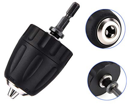 Keyless Adapter Chuck 0.8-10mm Drill Chuck Converter 3/8 24UNF Thread Quick Change Adapter with 1/4 Hex Shank Keyless Chuck Hex Shank Black