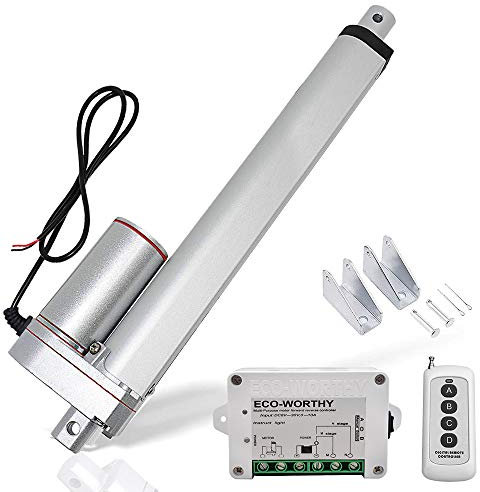 DCHOUSE 12 V 200 mm Heavy Duty Hub Actuador lineal de 150 kg Máximo Lift Motor inalámbrico Mando a distancia Kit con soportes de montaje (1500 N 8 pulgadas)