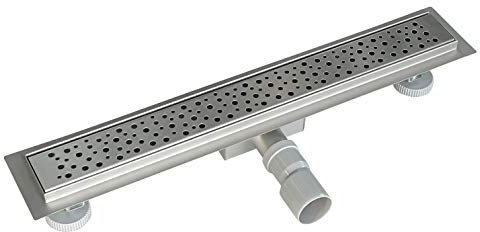 Acezanble Duschrinne Edelstahl Ablaufrinne Bodenablauf sehr Flach Selbstreinigender Siphon mit Geruchsstop Haarsieb Komplettset mit Bodenbefestigung für Badezimmer Style O 70 cm