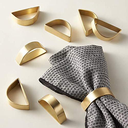 Manschette Gebürstete Gold Serviettenringe 4er Set, Modernist Serviettenringhalter für Hochzeit, Bankett, Metallische Verzierung für Tischdekorationen, Glänzende Serviettenschnallen Dekor (Halbkreis)