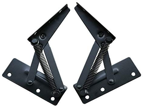 INCREWAY Folding Spring Hinges,1 Pair Black Sturdy Spring Hinges 80 Degree Lifting Bracket Folding Cabinet Door Hinge for Sofa Drawer Bed