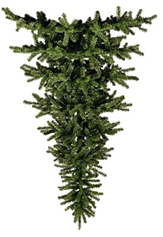 Albero di Natale Capovolto Pino 180 cm Punte Verdi UPSIDE DOWN da Appendere al soffitto 850 rami, Abete Germogliato con Gancio Supporto da Parete