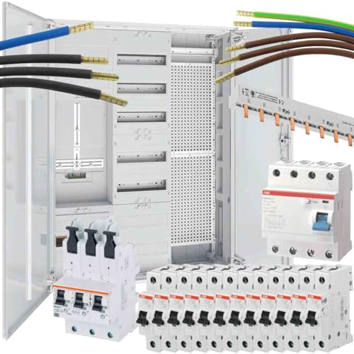 WITTKOWARE Komplett-Zählerschrank, 1x 3-Punkt Zählerplatz, Verteilerfeld mit APZ, Mediafeld, FI-Schalter 40/0,03A, 12x B 16A Sicherungsautomaten, Verdrahtungsmaterial, Hauptsicherung 63A