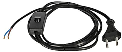 Euro Anschlußleitung Kabel 1,8m mit Schalter schwarz 2x0,75 230Volt Anschlußschnur Kabel 2 polig