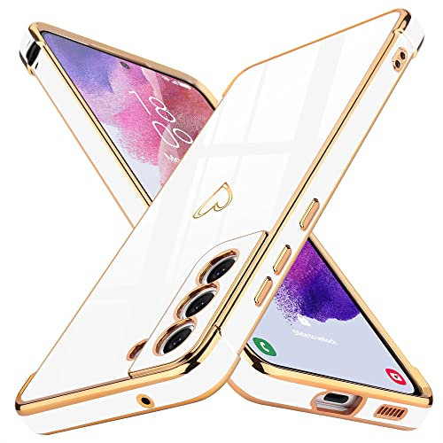 Lafunda Cover Compatibile con Samsung Galaxy S21 FE 5G Custodia con protezione fotocamera Sottile Morbido TPU Silicone Antiurto Protettiva Case amore Paraurti per Donne per Samsung S21 FE 5G Bianco