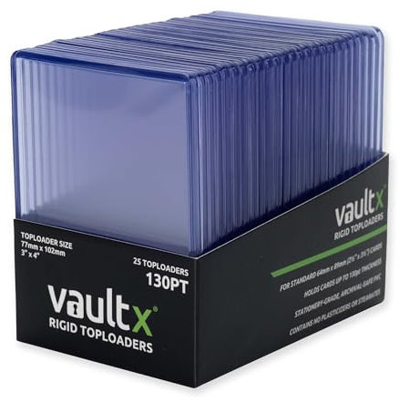 Vault X Toploader 130pt für Trading Cards, Premium Extra Dick, 3 x 4 Nahtlose Starre Kartenhalter, Feste Hüllen, Klarsichtschutz für Sammelkartenspiele, Sportkarten, TCG (25er Pack)