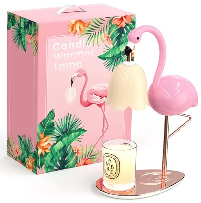 CODOGOY Fragrance Candle Warmer Flamingo Lamp with Timer, Dimmable, Halogen, Polished, Pink, for Home Decor 6.69 x11 x15.35 in
