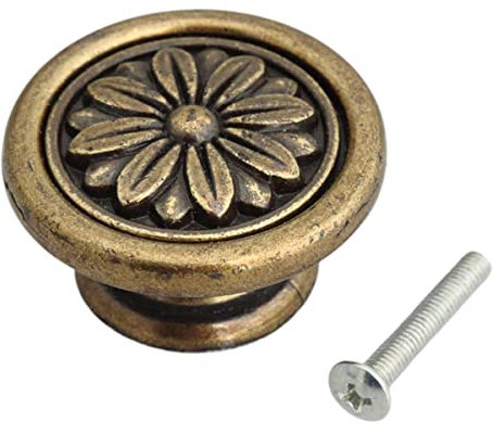 WenRan 40mm Diamètre Antique Laiton Tiroir Armoires De Cuisine Boutons pneu Vintage Bronze Commode Porte coulissante Bouton Rustico Rétro Meubles Boutons Dia 40mm (1)