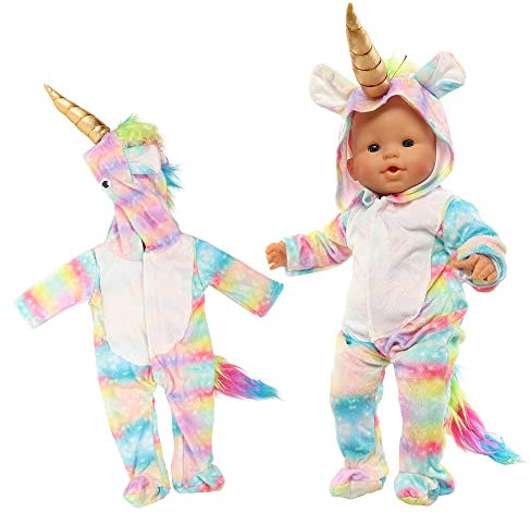 Miunana Kleidung Puppenkleidung Outfits für 35-43 cm Baby Puppen, Einhorn Puppenbekleidung für Baby Doll (Bunt)