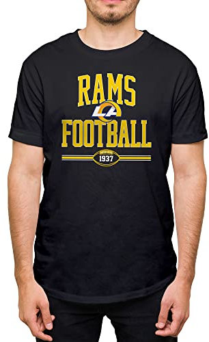 Hybrid Sports NFL Football Arch - Officially Licensed Adult Short Sleeve Fan Tee for Men and Women, Los Angeles Rams - Black, S